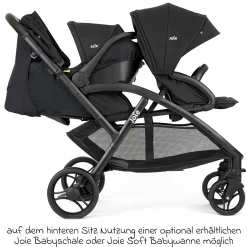 Geschwister- & Zwillingskinderwagen Evalite Duo ultraleicht nur ca 10 kg Eigengewicht Rücksitz mit Liegeposition - inkl. Regenschutz - Shale - Kollektion 2025