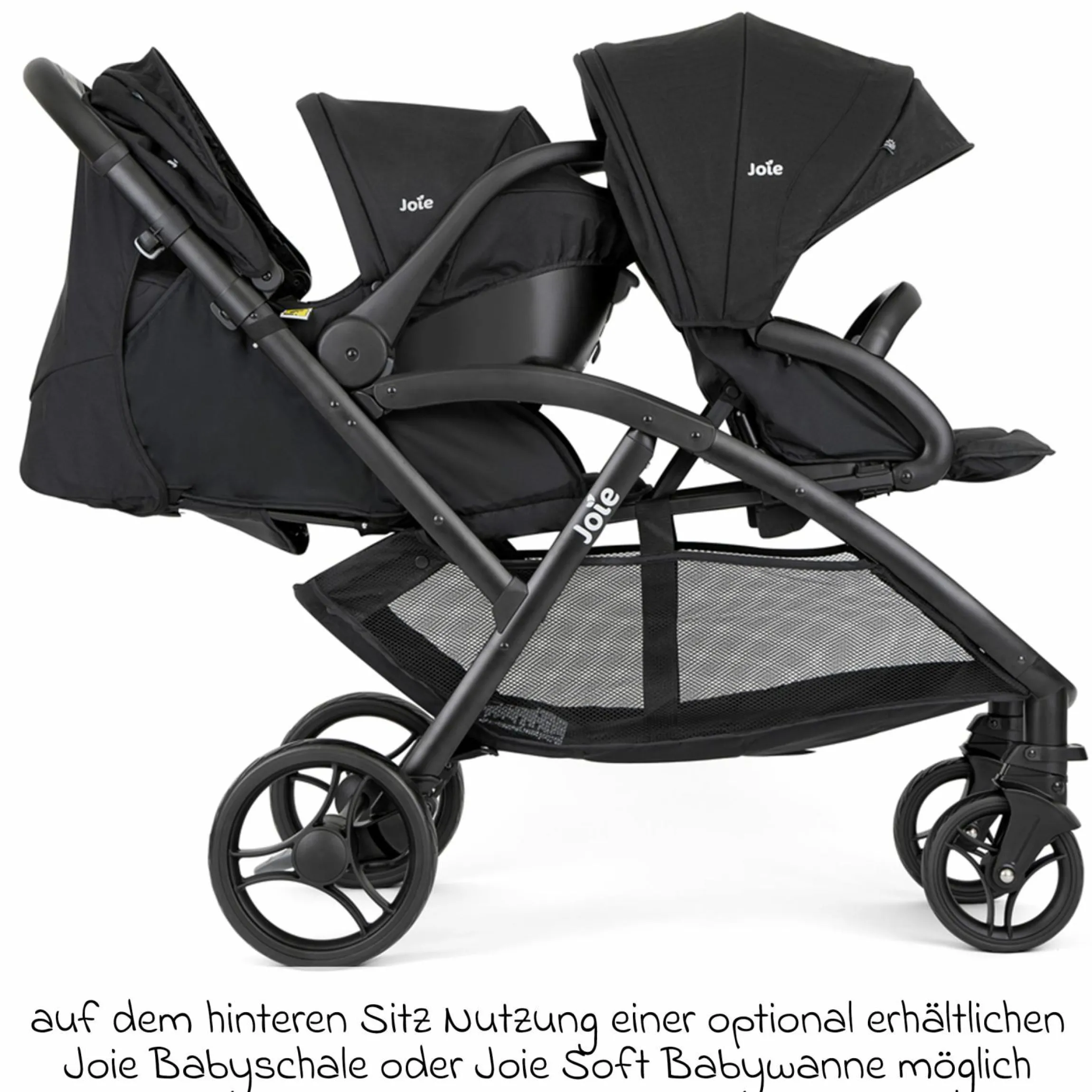 Geschwister- & Zwillingskinderwagen Evalite Duo ultraleicht nur ca 10 kg Eigengewicht Rücksitz mit Liegeposition - inkl. Regenschutz - Shale - Kollektion 2025