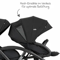 Geschwister- & Zwillingskinderwagen Evalite Duo ultraleicht nur ca 10 kg Eigengewicht Rücksitz mit Liegeposition - inkl. Regenschutz - Shale - Kollektion 2025