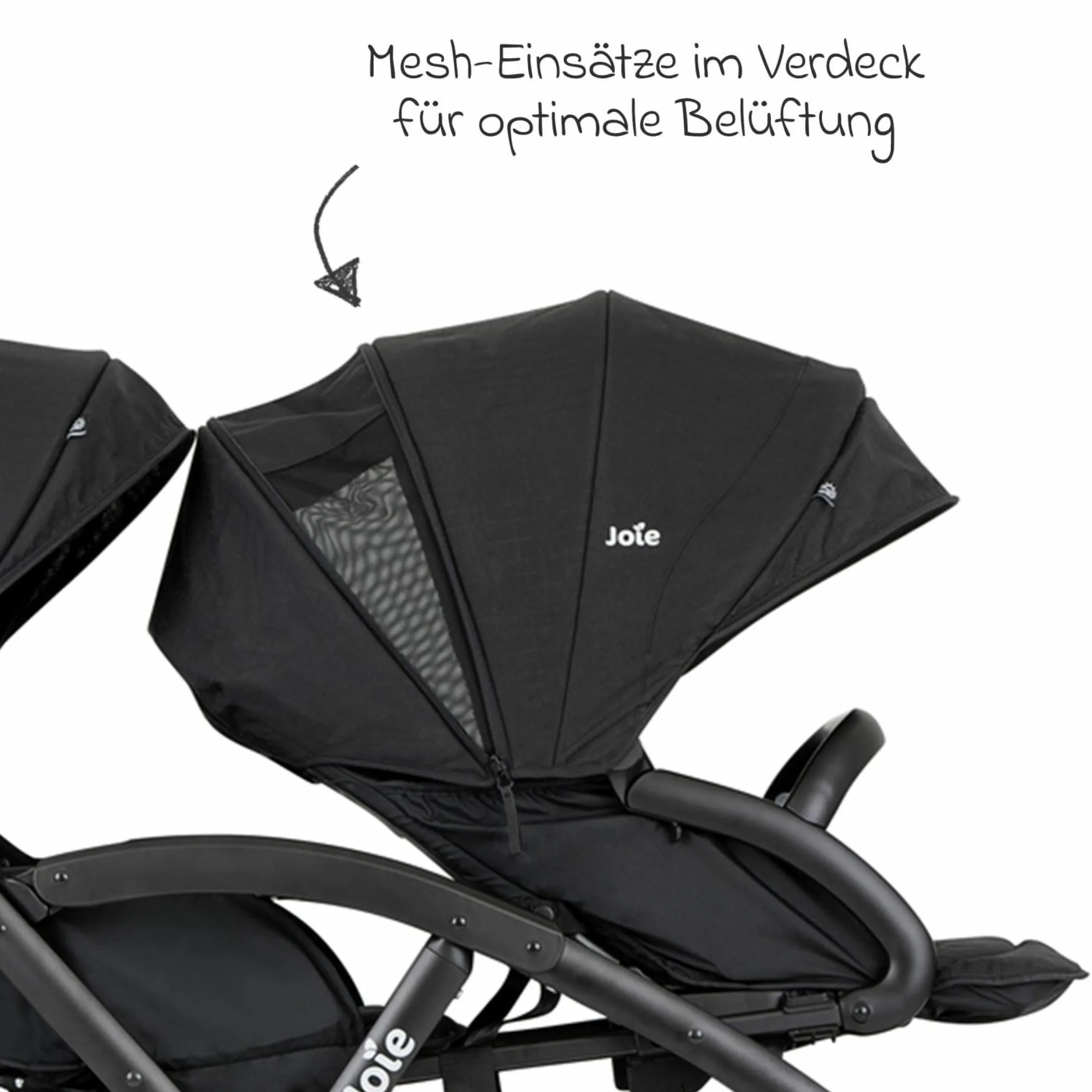 Geschwister- & Zwillingskinderwagen Evalite Duo ultraleicht nur ca 10 kg Eigengewicht Rücksitz mit Liegeposition - inkl. Regenschutz - Shale - Kollektion 2025