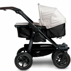 Geschwister- & Zwillingskinderwagen Duo 2 mit Luftreifen - 2x Kombi-Einheit (Wanne+Sitz) mit Liegeposition & XXL Zamboo Zubehör - Sand - Kollektion 2025