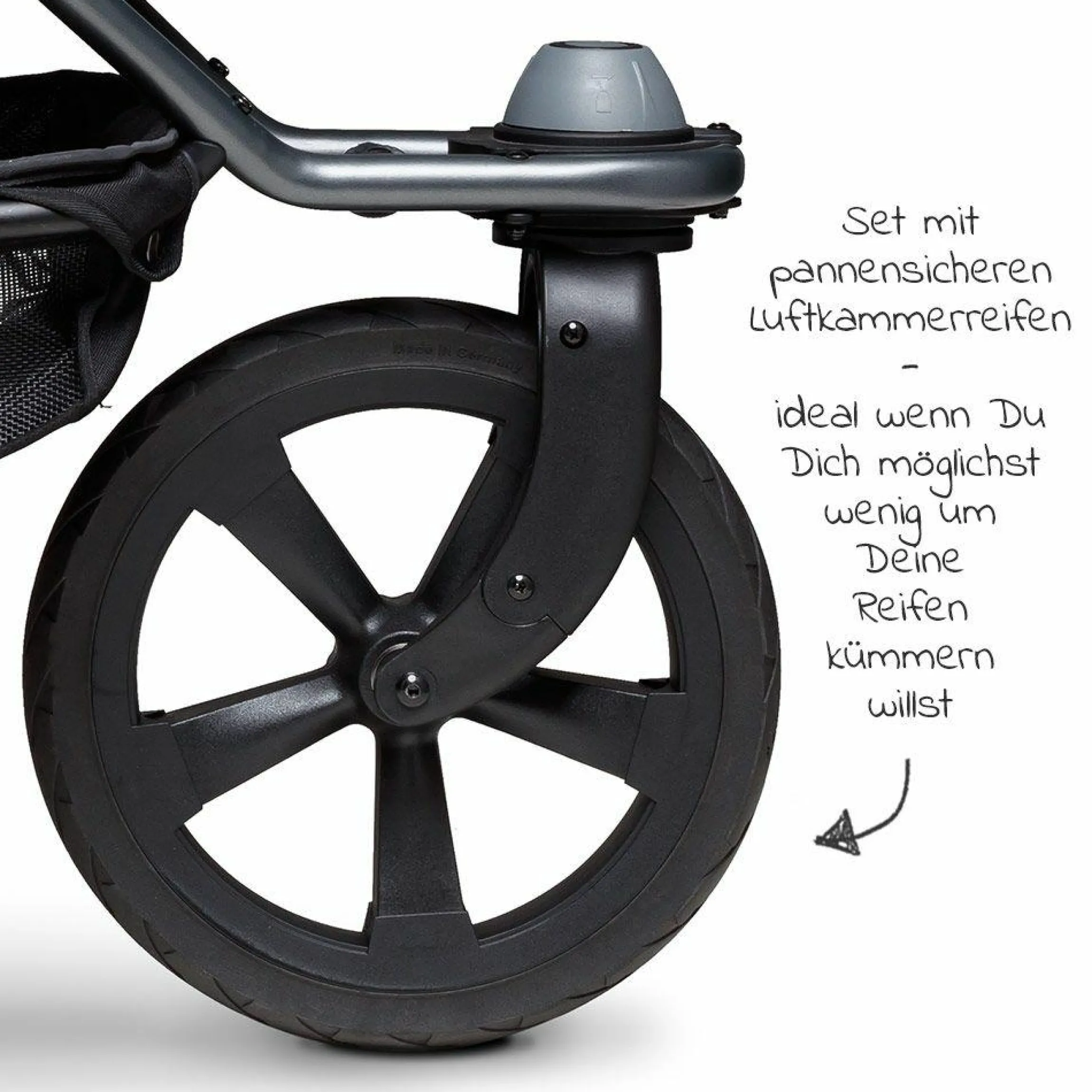 Geschwister- & Zwillingskinderwagen Duo 2 mit Luftkammerreifen - 2x Kombi-Einheit (Wanne+Sitz) mit Liegeposition & XXL Zamboo Zubehör - Schwarz - Kollektion 2025