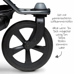 Geschwister- & Zwillingskinderwagen Duo 2 mit Luftkammerreifen - 2x Kombi-Einheit (Wanne+Sitz) mit Liegeposition & XXL Zamboo Zubehör - Premium Grau - Kollektion 2025