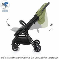Geschwister- & Zwillingskinderwagen Twin mit Liegeposition nur 10,2 kg und 78 cm Breit - Schwarz Grün