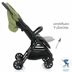 Geschwister- & Zwillingskinderwagen Twin mit Liegeposition nur 10,2 kg und 78 cm Breit - Schwarz Grün