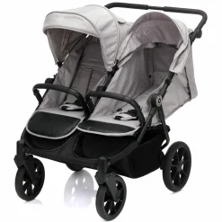 Geschwister- & Zwillingskinderwagen Duette bis 22 kg mit Liegeposition & Knickschieber - Grau