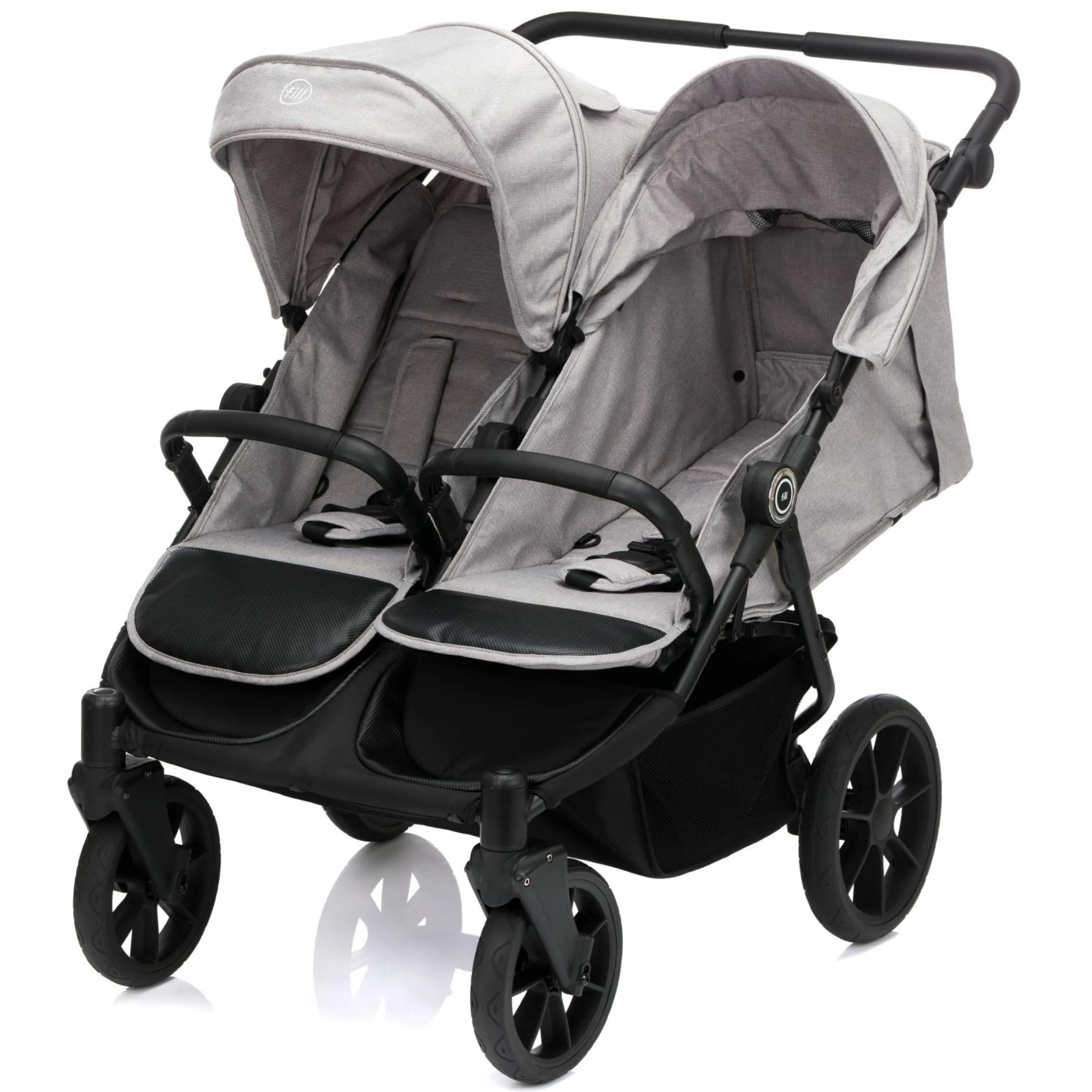 Geschwister- & Zwillingskinderwagen Duette bis 22 kg mit Liegeposition & Knickschieber - Grau