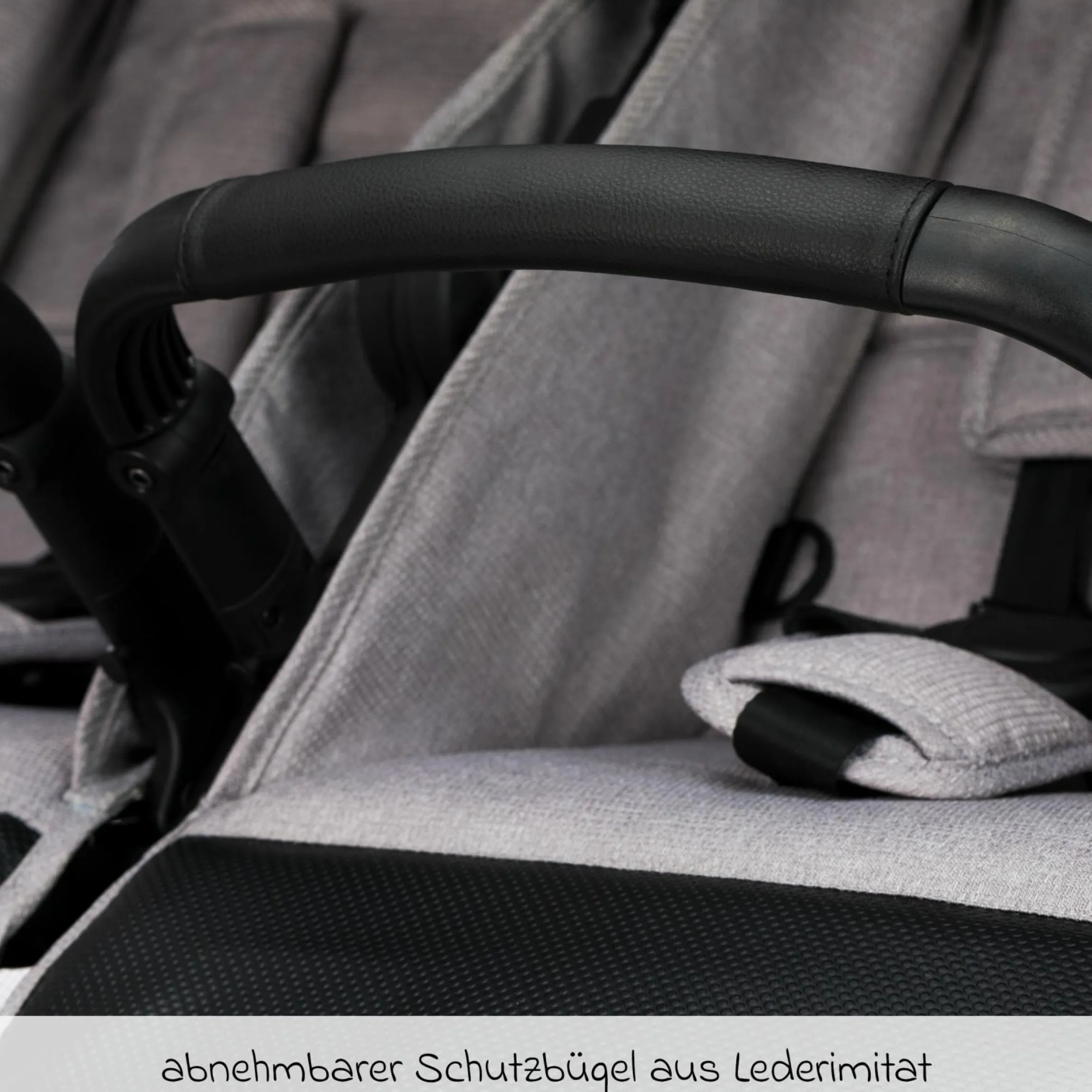 Geschwister- & Zwillingskinderwagen Duette bis 22 kg mit Liegeposition & Knickschieber - Grau