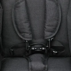 Geschwister- & Zwillingskinderwagen Duo mit Liegeposition, Schutzbügel pro Sitz nur 12,3 kg und 70 cm Breit - Schwarz Melange
