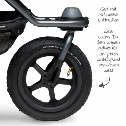 Geschwister- & Zwillingskinderwagen Duo 2 mit Luftreifen - 2x Kombi-Einheit (Wanne+Sitz) mit Liegeposition & XXL Zamboo Zubehör - Olive - Kollektion 2025