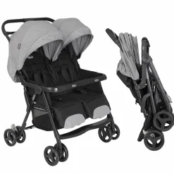 Geschwister- & Zwillingswagen DuoRider nur 12,1 kg Eigengewicht mit Liegeposition inkl. Regenschutz - Steeple Gray - Kollektion 2025