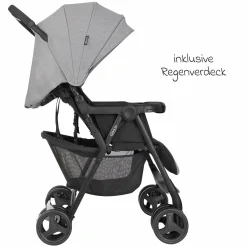 Geschwister- & Zwillingswagen DuoRider nur 12,1 kg Eigengewicht mit Liegeposition inkl. Regenschutz - Steeple Gray - Kollektion 2025