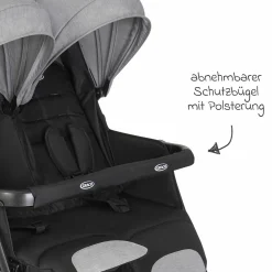 Geschwister- & Zwillingswagen DuoRider nur 12,1 kg Eigengewicht mit Liegeposition inkl. Regenschutz - Steeple Gray - Kollektion 2025