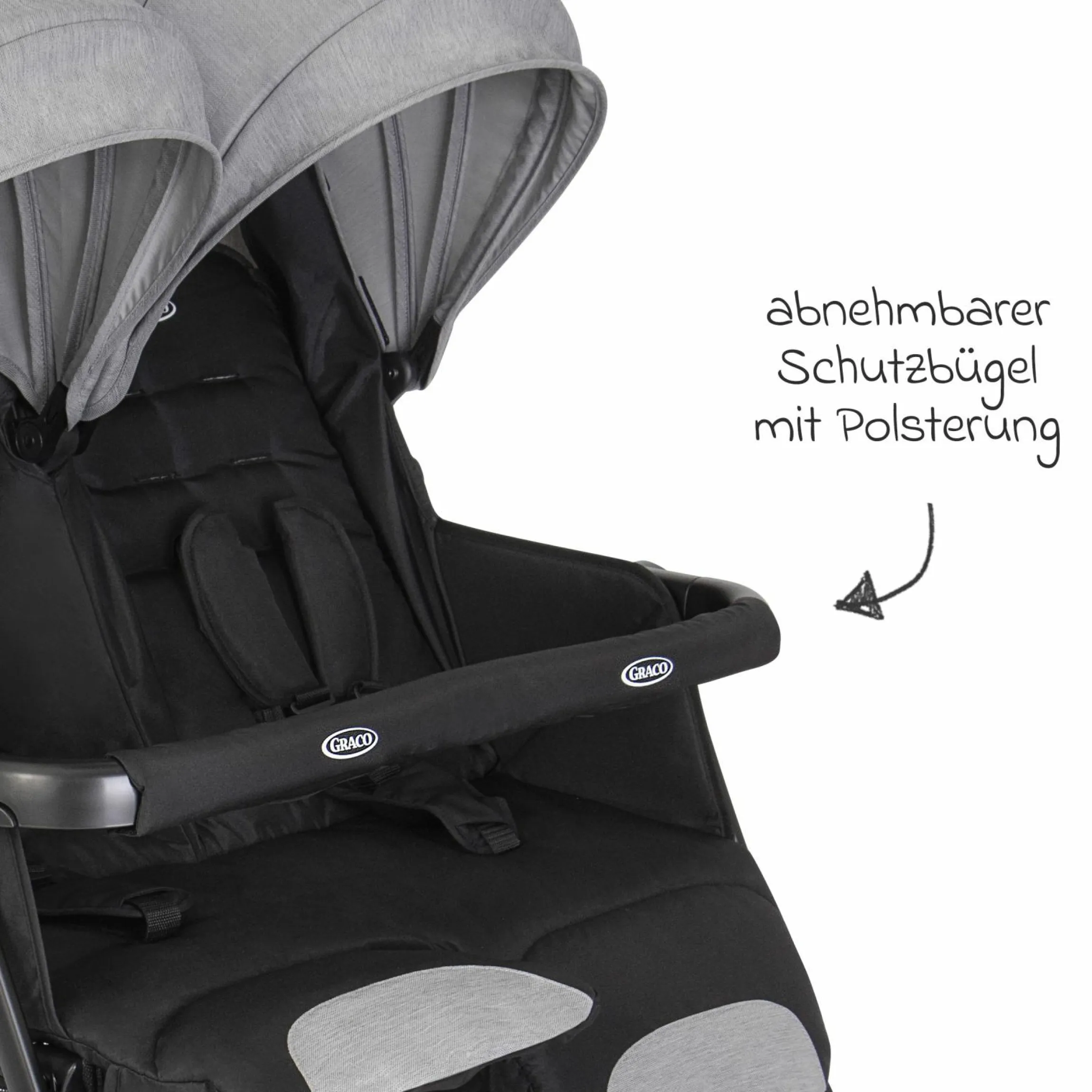 Geschwister- & Zwillingswagen DuoRider nur 12,1 kg Eigengewicht mit Liegeposition inkl. Regenschutz - Steeple Gray - Kollektion 2025