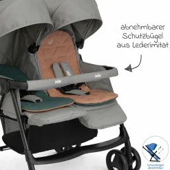 Geschwister- & Zwillingswagen Aire Twin mit Liegeposition inkl. Regenschutz & Wendesitzauflage - Pebble - Kollektion 2025