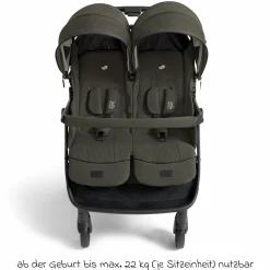 Geschwister- & Zwillingswagen Estrella bis 22 kg (je Sitz) inkl. Regenverdeck - Signature - Evergreen