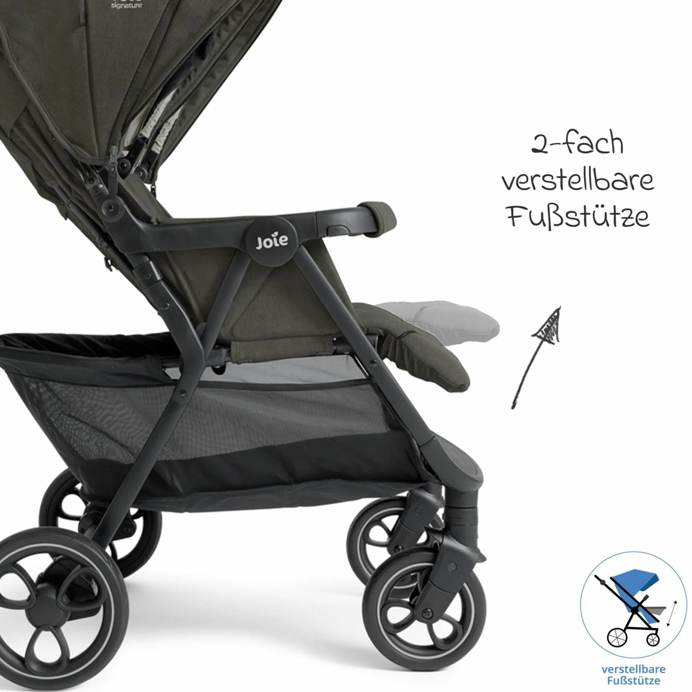Geschwister- & Zwillingswagen Estrella bis 22 kg (je Sitz) inkl. Regenverdeck - Signature - Evergreen