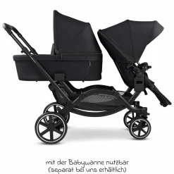 Geschwisterwagen & Zwillingskinderwagen Zoom 2 inkl. 2 Sportsitze, 2x Keilkissen & 2x Einlagen - Pure - Coal - Kollektion 2025