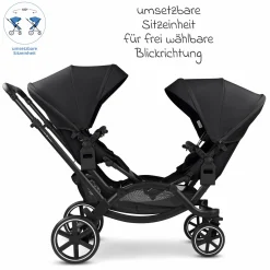 Geschwisterwagen & Zwillingskinderwagen Zoom 2 inkl. 2 Sportsitze, 2x Keilkissen & 2x Einlagen - Pure - Coal - Kollektion 2025