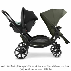 Geschwisterwagen & Zwillingskinderwagen Zoom 2 inkl. 2 Sportsitze, 2x Keilkissen & 2x Einlagen - Pure - Avocado - Kollektion 2025