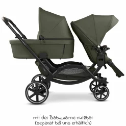 Geschwisterwagen & Zwillingskinderwagen Zoom 2 inkl. 2 Sportsitze, 2x Keilkissen & 2x Einlagen - Pure - Avocado - Kollektion 2025