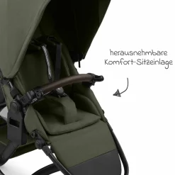 Geschwisterwagen & Zwillingskinderwagen Zoom 2 inkl. 2 Sportsitze, 2x Keilkissen & 2x Einlagen - Pure - Avocado - Kollektion 2025