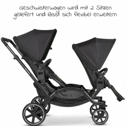 Geschwisterwagen & Zwillingskinderwagen Zoom inkl. 2 Sportsitzen und 2x Sitzkeil - Ink - Kollektion 2024