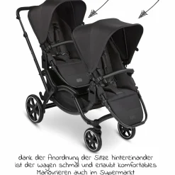 Geschwisterwagen & Zwillingskinderwagen Zoom inkl. 2 Sportsitzen und 2x Sitzkeil - Ink - Kollektion 2024