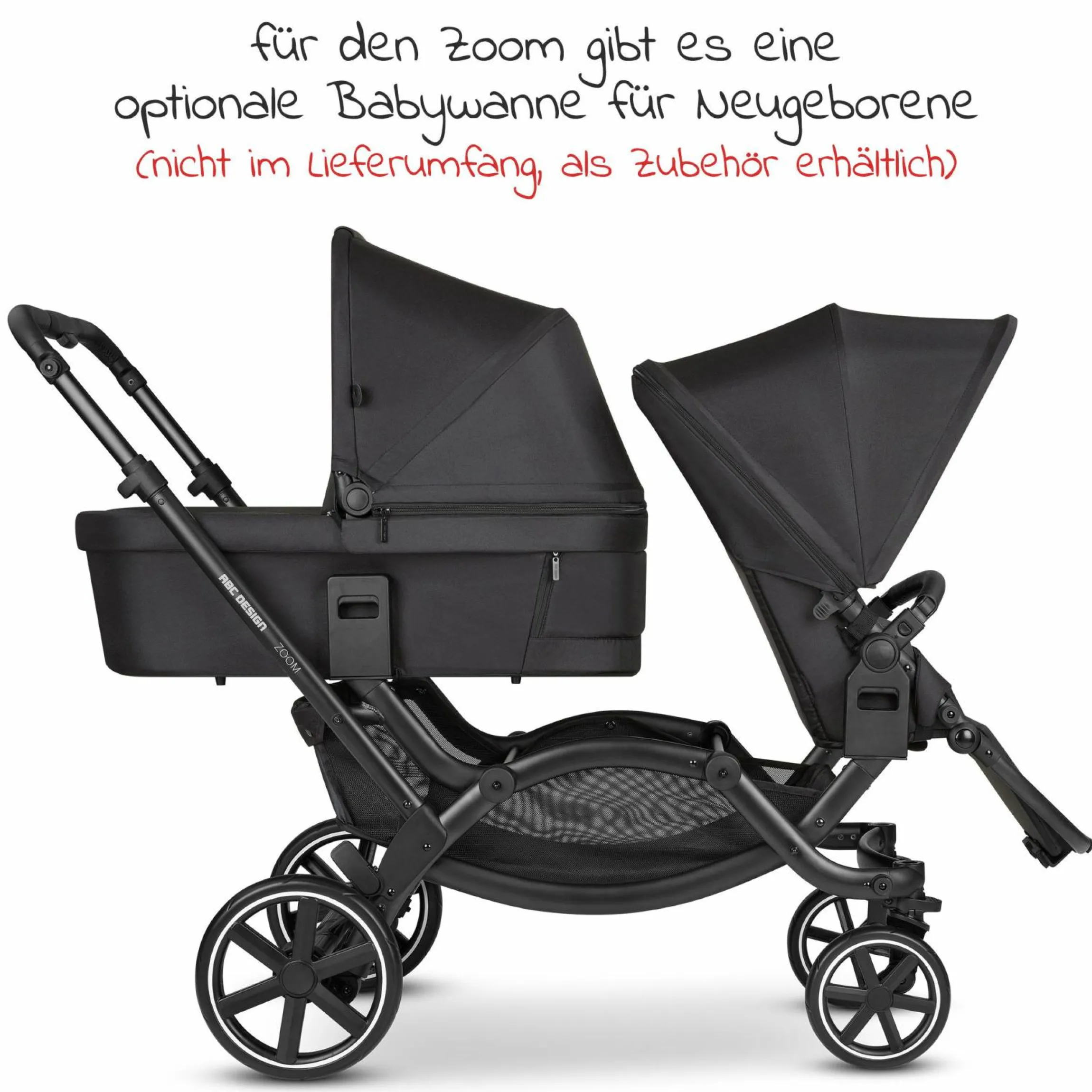 Geschwisterwagen & Zwillingskinderwagen Zoom inkl. 2 Sportsitzen und 2x Sitzkeil - Ink - Kollektion 2024