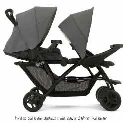 Geschwisterwagen Stadium Duo mit 2x Snacktabletts & Rücksitz mit Liegeposition - Titanium - Kollektion 2025