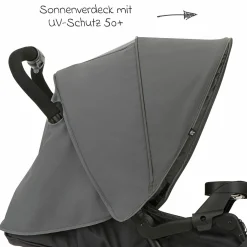 Geschwisterwagen Stadium Duo mit 2x Snacktabletts & Rücksitz mit Liegeposition - Titanium - Kollektion 2025