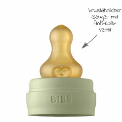 Glas-Flasche Baby Bottle Complete 225 ml + Latex-Trinksauger langsamer Nahrungsfluss - Sage