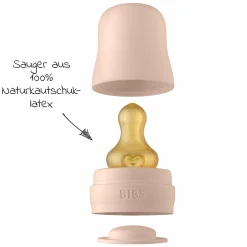 Glas-Flasche Baby Bottle Complete 225 ml + Latex-Trinksauger langsamer Nahrungsfluss - Blush