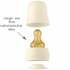 Glas-Flasche Baby Bottle Complete 110 ml + Latex-Trinksauger langsamer Nahrungsfluss - Ivory