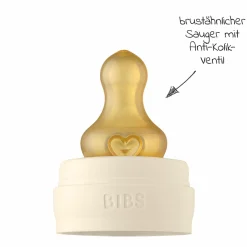 Glas-Flasche Baby Bottle Complete 110 ml + Latex-Trinksauger langsamer Nahrungsfluss - Ivory