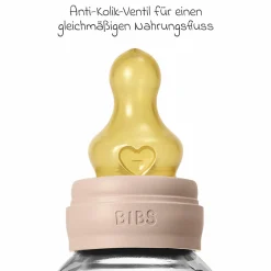 Glas-Flasche Baby Bottle Round 120 ml + Latex-Trinksauger langsamer Nahrungsfluss - Blush
