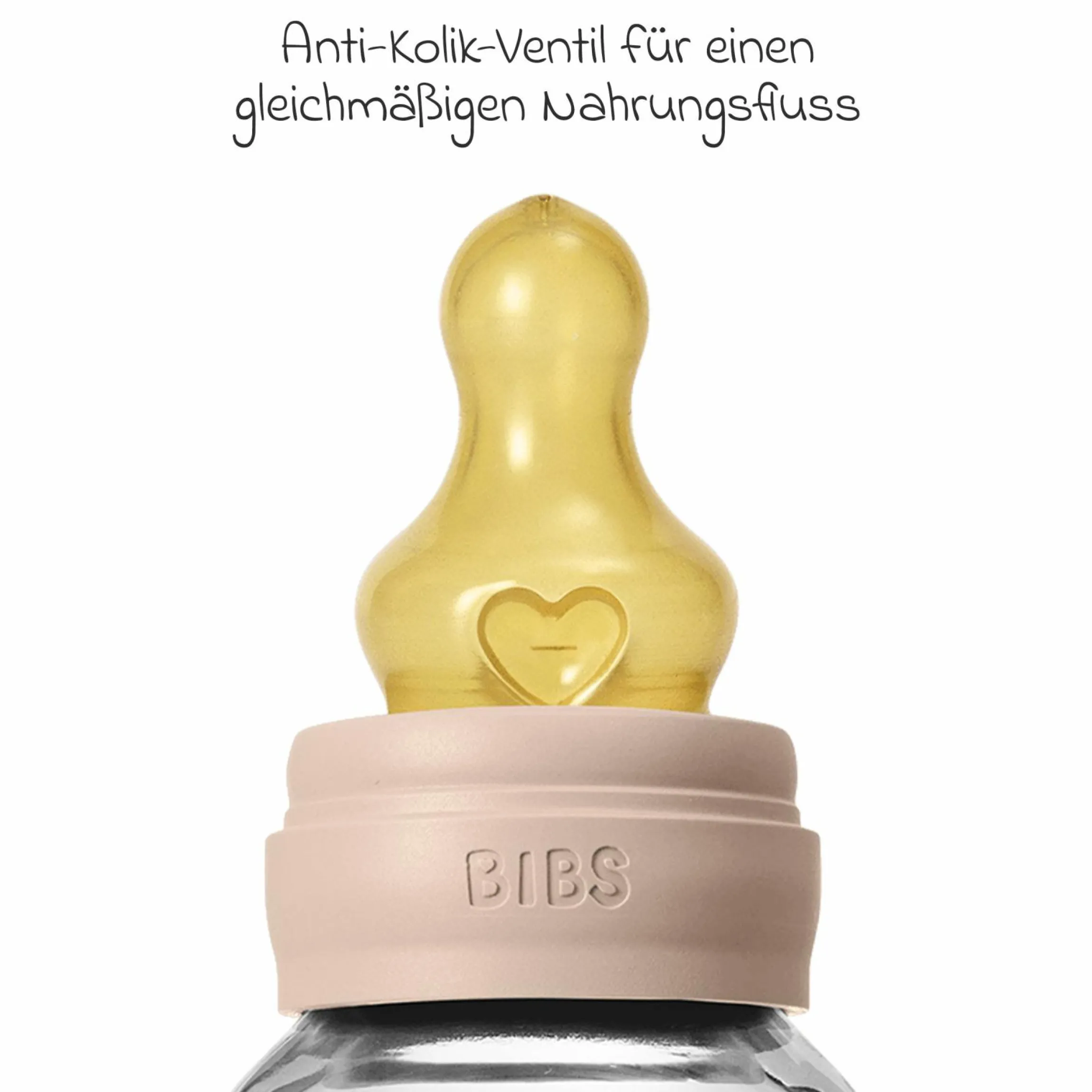 Glas-Flasche Baby Bottle Round 120 ml + Latex-Trinksauger langsamer Nahrungsfluss - Blush