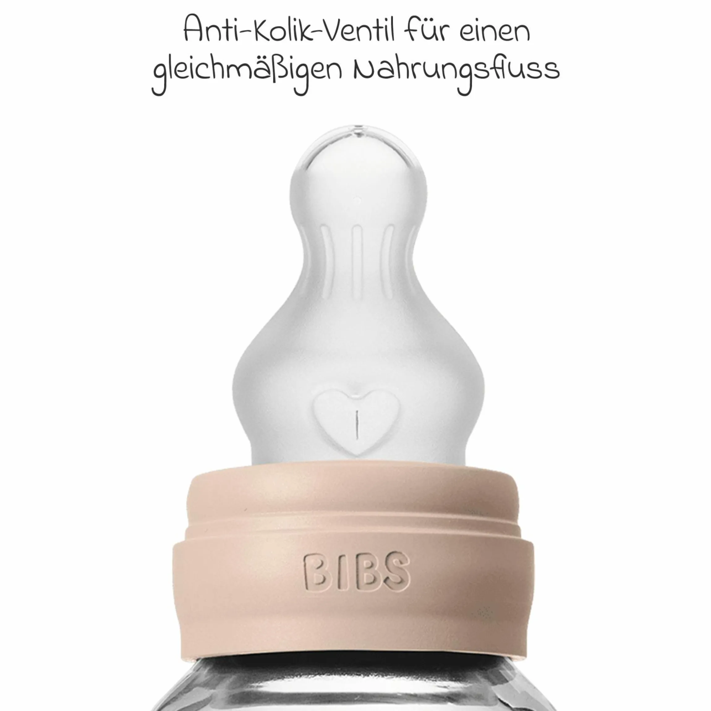 Glas-Flasche Baby Bottle Round 120 ml + Silikon-Trinksauger langsamer Nahrungsfluss - Blush