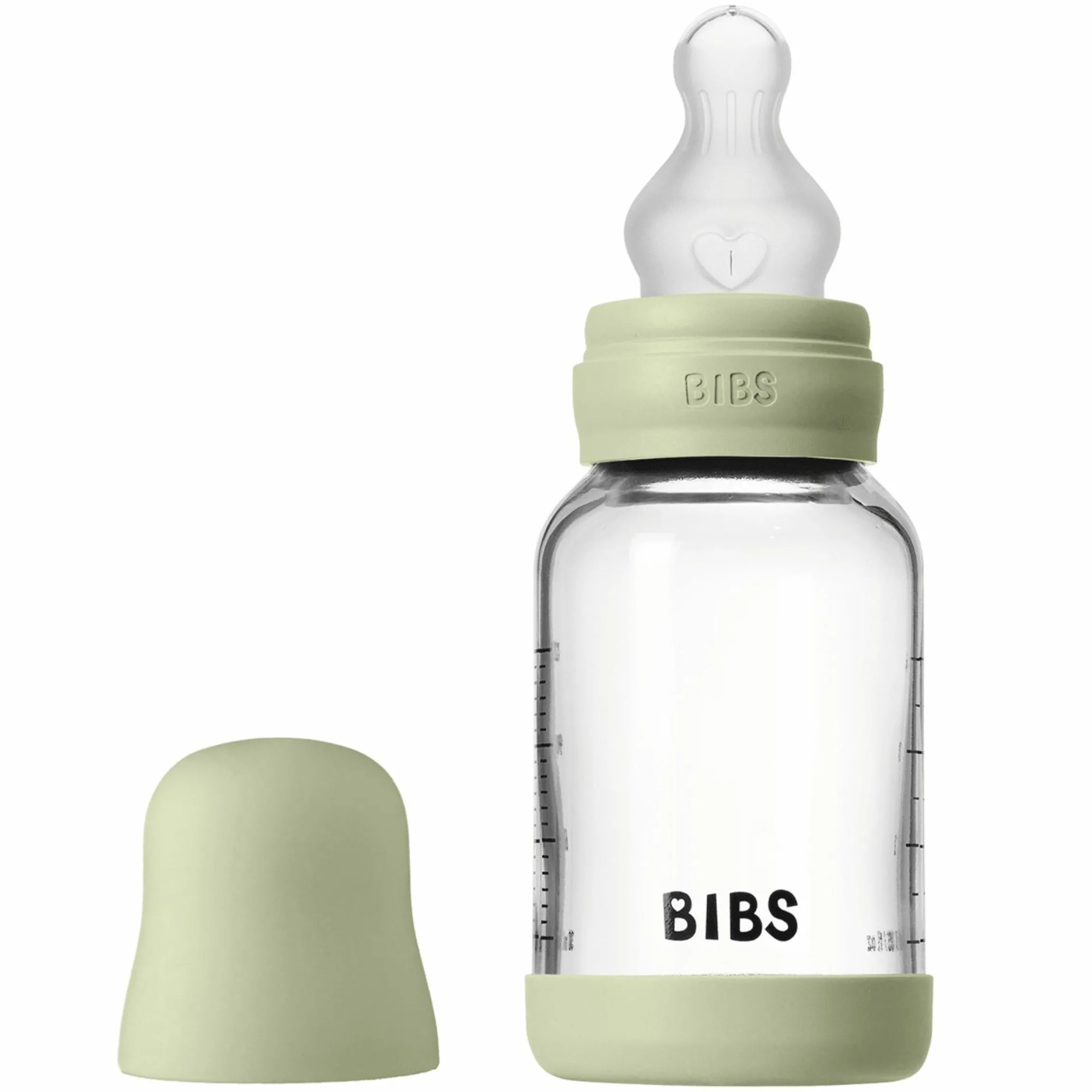 Glas-Flasche Baby Bottle Round 120 ml + Silikon-Trinksauger langsamer Nahrungsfluss - Sage