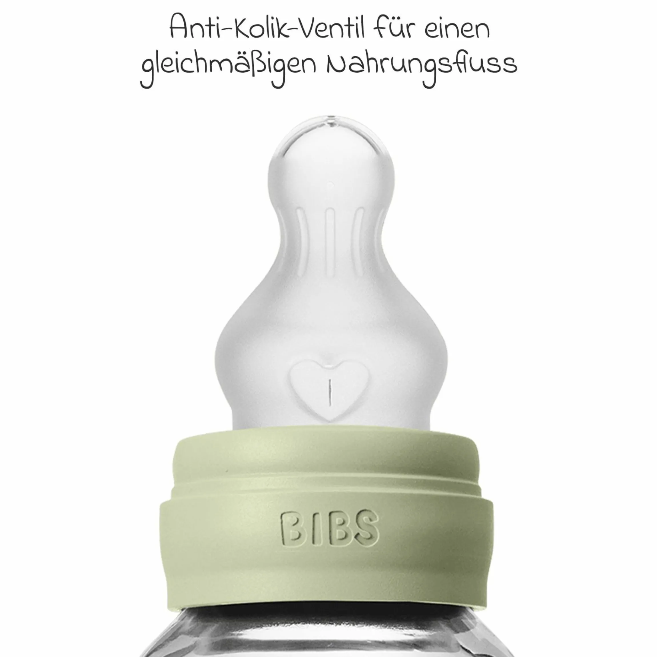 Glas-Flasche Baby Bottle Round 120 ml + Silikon-Trinksauger langsamer Nahrungsfluss - Sage