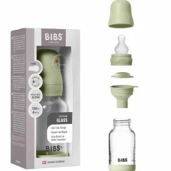 Glas-Flasche Baby Bottle Round 120 ml + Silikon-Trinksauger langsamer Nahrungsfluss - Sage