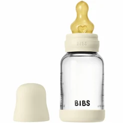 Glas-Flasche Baby Bottle Round 120 ml + Latex-Trinksauger langsamer Nahrungsfluss - Ivory