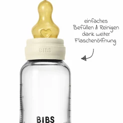 Glas-Flasche Baby Bottle Round 120 ml + Latex-Trinksauger langsamer Nahrungsfluss - Ivory