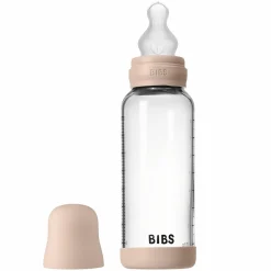 Glas-Flasche Baby Bottle Round 240 ml + Silikon-Trinksauger mittlerer Nahrungsfluss - Blush
