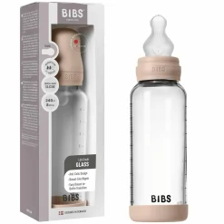 Glas-Flasche Baby Bottle Round 240 ml + Silikon-Trinksauger mittlerer Nahrungsfluss - Blush