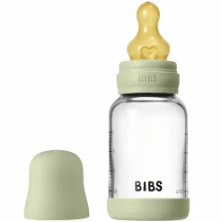 Glas-Flasche Baby Bottle Round 120 ml + Latex-Trinksauger langsamer Nahrungsfluss - Sage