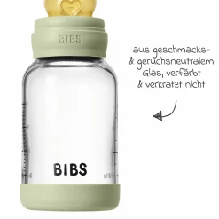 Glas-Flasche Baby Bottle Round 120 ml + Latex-Trinksauger langsamer Nahrungsfluss - Sage
