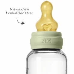 Glas-Flasche Baby Bottle Round 120 ml + Latex-Trinksauger langsamer Nahrungsfluss - Sage