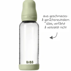 Glas-Flasche 2er Pack Baby Bottle Round 240 ml + Latex-Trinksauger - Sage