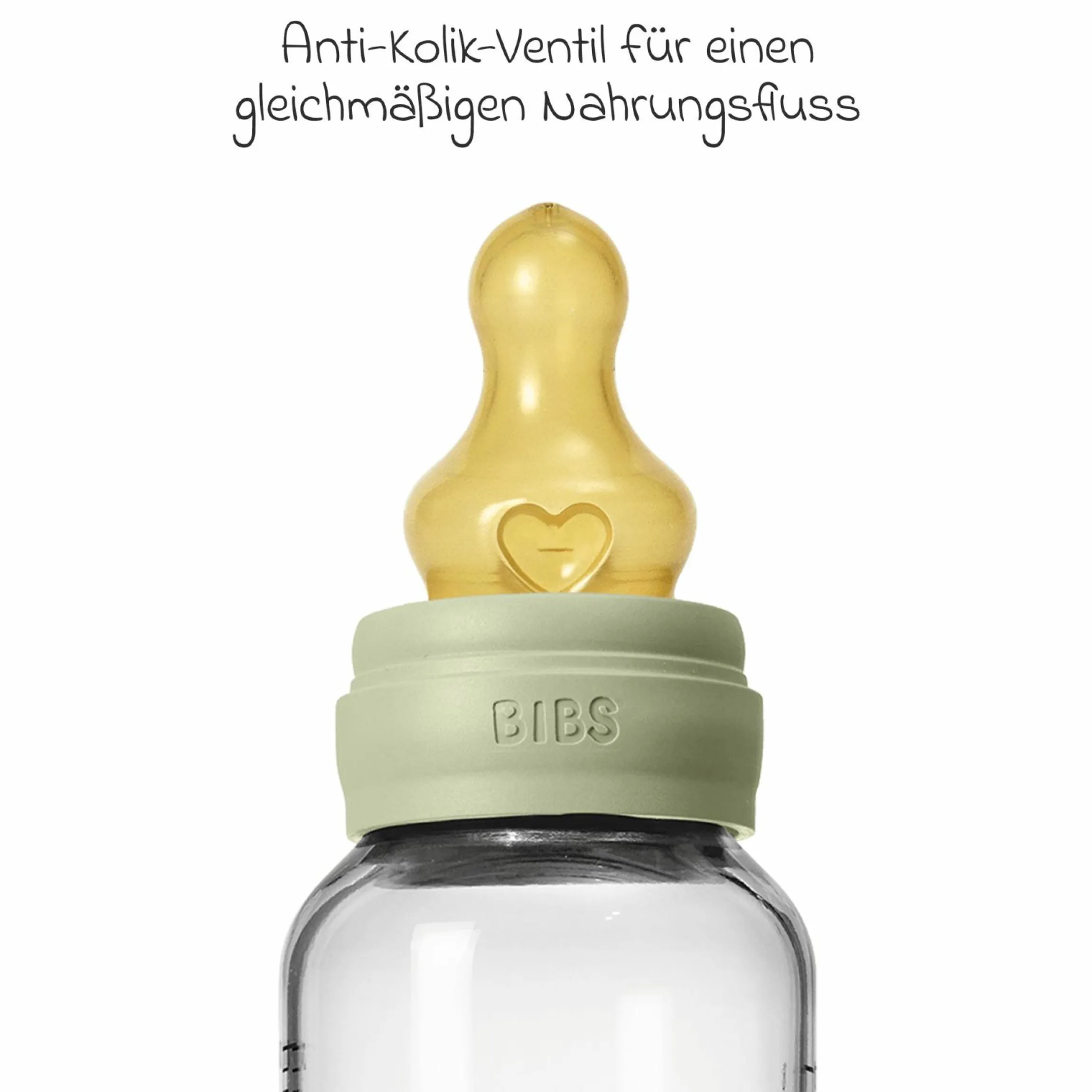 Glas-Flasche 2er Pack Baby Bottle Round 240 ml + Latex-Trinksauger - Sage